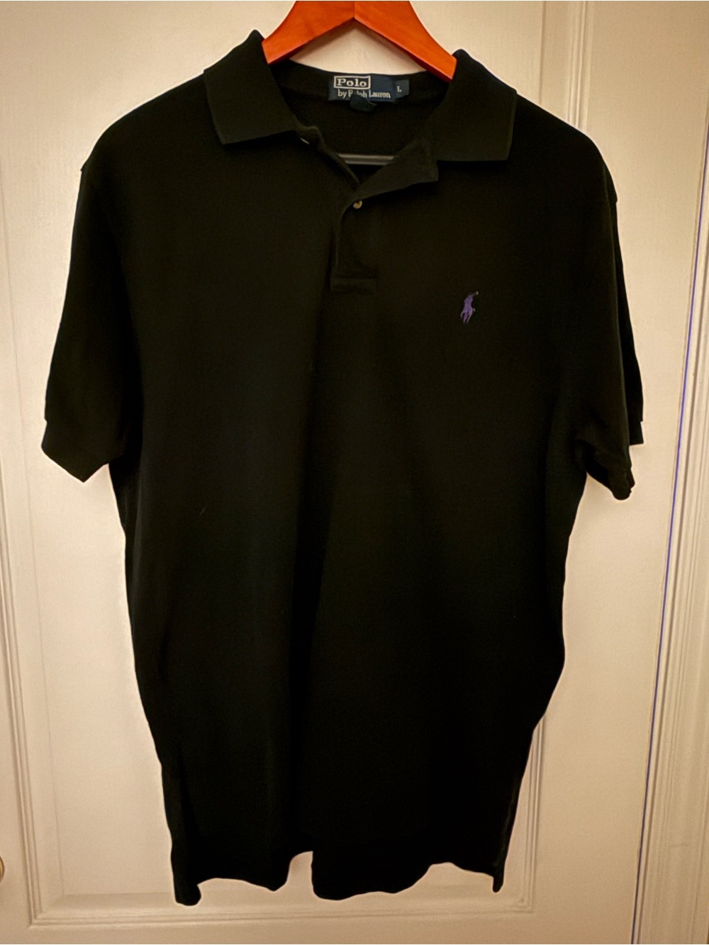 Ralph Lauren Black Tee with Lavender Polo Embroidery